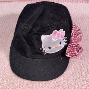 Hello Kitty Black Hat with Sparkly Pink Bow